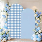Tegeme 2 Set Gingham Arch Backdrop Cover 7.2ft 6.6ft Arch Cover, Blue - Image 4