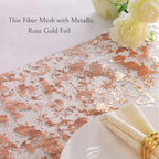 Snowkingdom Rose Gold Table Runner 11 Inch x 100 Feet Glitter Sequin Metallic Pink Thin Mesh Runner Sparkly Table Decorations for Birthday, Wedding, Bridal Shower, Baby Shower Party - Image 3