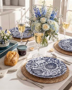 Hioasis Blue Plastic Plates, Floral Disposable Plates, 60 Pcs for 30 Guests - Image 6