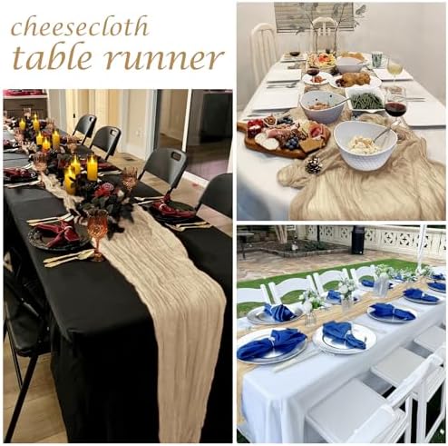 25 Pack Beige Cheesecloth Table Runner 17 x 108 Inch Gauze Table Runner Fabric Semi Sheer Cheese Cloth Table Runner Bulk for Rustic Romantic Wedding Baby Shower Table Decoration - Image 7