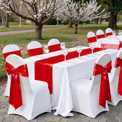 MDS® Pack of 125 Satin Chair Sashes for Wedding & Events – Red - Image 6