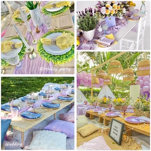 35x120 Inch Light Purple Cheesecloth Table Runner Wedding Party Decor - Image 6