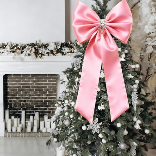 Meseey Giant Pink Satin Bow 27x39 Inch Extra Large Decorative Bow for Christmas Tree Topper,Party,Home Wall,Baby Shower & Birthday Decor(Pink) - Image 4