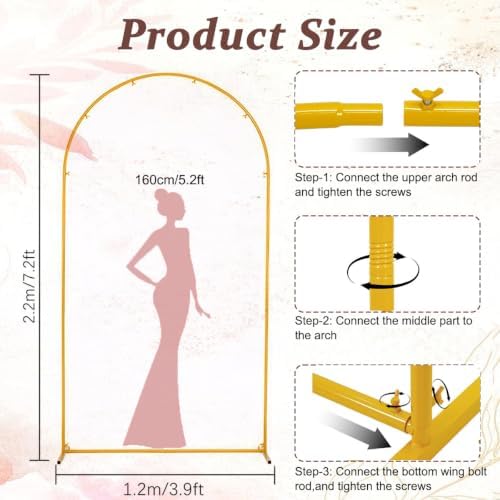 7.2FT Metal Wedding Arch Backdrop Stand for Party, Balloon Arch Stand - Image 4