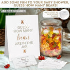 Baby Shower Guest Book Alternatives 109 Piece Set with Wooden Bears Mom Dad to Be Sashes Guessing Game - Unisex Gender Reveal and Pregnancy Announcement Decor - We Can Bearly Wait Decorations Keepsake - Image 4