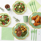 350Pcs Sage Green Paper Plates and Napkins Party Supplies for 50 Guests - Image 6