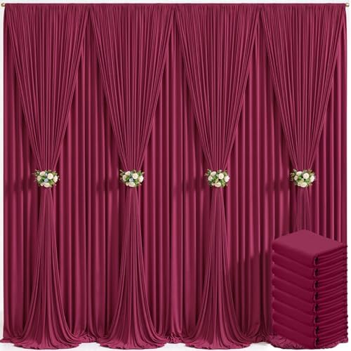 40ft x 10ft Burgundy Backdrop Curtain for Parties Wedding Maroon Wrinkle Free Backdrop Drapes Panels for Birthday Party Bridal Shower Photo Photography Polyester Fabric Background Decoration by Suppromo