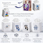 Jacaranda Living Square Tissue Box Cover, Linen/Cotton Tissue Holder, Decorative Cloth Tissue Cover, Fits Standard Square Tissue Boxes, Embroidered Animal Designs, Charming Elephant (Blue) - Image 2