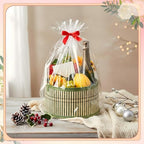 Weysat 6 Set Baskets for Gifts Empty Bulk, Large Woven Bamboo Gift Basket Kit with Handles, Bow, Wrap Bag to Fill for Raffle Thanksgiving Day Wedding Birthdays Party Wrapping (Green) - Image 5