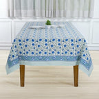 Ridhi Queen Blue, Celadon Green 60x60 Inches Square 100% Cotton Hand Block Print Washable Decorative Spring Summer Parties/Wedding Use,Fall décor Farmhouse Dining Dinner Tablecloth` - Image 2