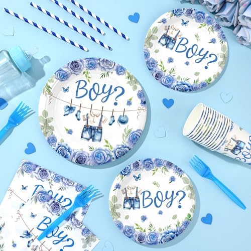 Mimorou 300 Pcs Gender Reveal Party Supplies She or He Tableware Set - Image 3