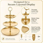 YOUNTHYE 2PCS Gold Cupcake Stand, 3 Tiered Stainless Steel Dessert Stand, Gold Cake Stand Display Trays for Wedding, Birthday, Tea Party, Holiday Dessert Table Decorations - Image 6