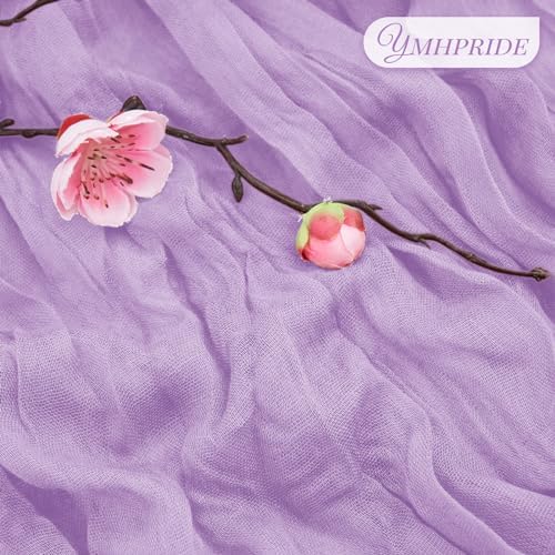 YMHPRIDE 12 Pack Cheesecloth Table Runner 35x120in Lavender Table Runner - Image 3
