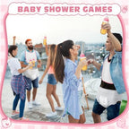 8 Sets Bottle Chug Baby Shower Games Juegos Para Plastic Baby Bottles Bibs Disposable Diapers Gender Reveal Games Baby Changing Diaper Race Game Decoration (Pink) - Image 7