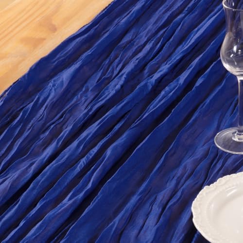 DeZerlor Royal Blue Cheesecloth Table Runners 6 Pack Summer Boho Runners - Image 6