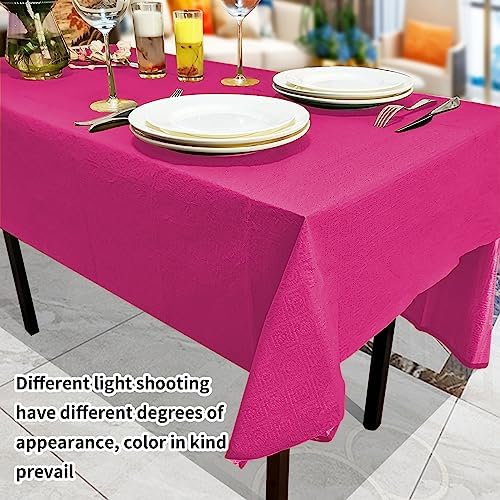[6 Pack] Hot Magenta Paper Tablecloth Disposable for Rectangle Tables, 54 X 108 Inch Party Table Cover with Plastic Backing, Waterproof 3 Ply Table Cloth for Bachelorette Valentine's Day - Image 5