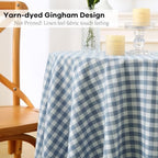 Dust Blue White Gingham End Table Nightstand Tablecloth Dia.51 - Image 3