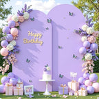 Pink Purple Arch Cover 2 Set-7.2 and 6ft Arch Backdrop Cover Spandex Fitted Baby Shower Arch Stand Covers for Girls Birthday Party Wedding Bridal Shower Banquet Photo Arch Covers Stretchy Backdrop - Image 3