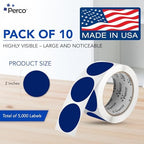 Perco Dark Blue Perforated Round Circle Dot Sticker 2-Inch Labels — 10 Rolls, 5,000 Stickers—Business Logos, Product Labels & Professional Organization, Strong Adhesive—Made in USA - Image 2