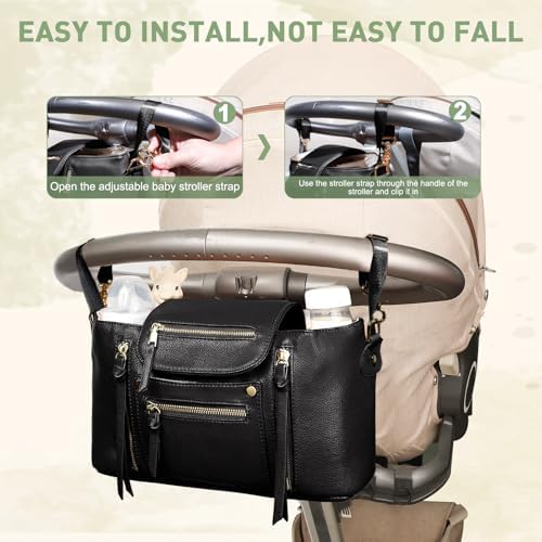 miss fong Universal Stroller Organizer with Insulated Cup Holder Stroller Caddy Baby Storage Bag with Adjustable Strap, Fits for like Uppababy, Baby Jogger, Britax, Umbrella - Image 4
