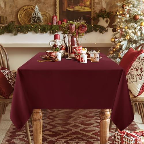 sancua 2 Pack Burgundy Tablecloths 60x120 Inch for 8 Feet Rectangle Tables - Image 2