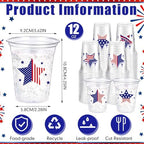 100 Pcs Patriotic Plastic Cups 12 oz, Red Blue & White Tableware - Image 2