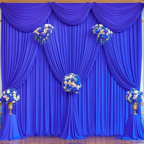 40x10FT Royal Blue Backdrop Curtains for Wedding Parties, Wrinkle Free Polyester Photography Backdrop Drapes for Baby Shower Birthday Parties Stage Background Stand Decorations 4x10ft,10 Panels - Image 5