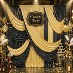 20×10 ft Casino Sequin Backdrop Curtain-Gold and Black Backdrop Drapes by ENJOYYOURPARTY