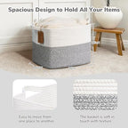 Goodpick 50L Large Woven Rope Storage Basket with Handles, Light Gray - Image 3