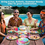 450 Pcs Tableware Set, Serve 50, Rainbow, Tie Dye - Image 4