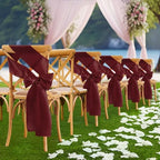 Burgundy Satin Chair Sashes Bows, 6 x 108 inch, 50 Pcs - Image 2
