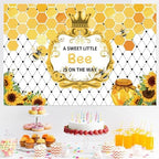 Fabric 10x8ft Bee Baby Shower Photography Background A Sweet Little Bee is on The Way Sweet Honeycomb Sunflower Backdrop Newborn Gender Reveal Party Decor Cake Table Banner Supplies - Image 4