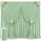50ft x 12ft Sage Green Backdrop Curtains Wrinkle Free Backdrop Curtain for Wedding Parties Green Fabric Backdrops Drapes Back Drop Cloth Bridal Shower Stage Curtains Wedding Decorations for Reception by Tao-GePartyDecorations