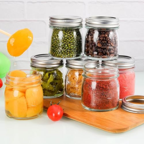 Mason Jars, 8 OZ, 12 Pack with Lids and Bands, Glass Canning Jars for Canning, Pickling, Preserving, Jam, Honey, Wedding Favors, Shower Favors (12 Pack) (Regular Mouth) - Image 6