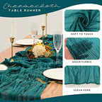YMHPRIDE 12 Pack Cheesecloth Table Runner 35x120in Teal Table Runner - Image 4