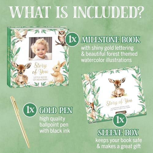 Baby Memory Book Keepsake, Deluxe Edition, First 5 Years, Includes Gold Pen - Image 2