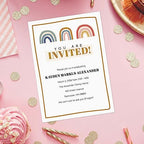 Canopy Street Personalized Modern Rainbow Invitations / 25 Custom All Occasion Invites With White Envelopes / 5" x 7" Flat DIY Boho Rainbow Birthday Baby Shower Party Invite/Made In The USA - Image 4