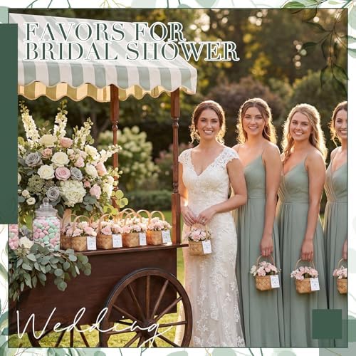 LemonRoad 20 Sets She's Fresh off The Market Mini Picnic Basket with Card Wood Mini Wood Woven Flower Fruit Picnic Chip Basket for Wedding Bridal Shower Birthday Baby Shower Favor Gift(Small) - Image 5