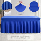 Wish Care 6 Pack Royal Blue Spandex Table Clothes for 6 Foot Rectangle Tables, 6FT Wrinkle Free Fitted Tablecloths Ruffles Design Table Cloth for Party, Banquet, Wedding and Events - Image 3