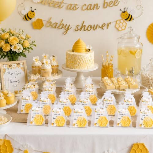 60 Set Bee Themed Baby Shower Favors for Guest Honeycomb Soap, Including Honey Soap with Thank You Card Gift Bags, Return Gifts for Gender Reveal Party Decorations Baby Shower Gifts Souvenirs Prizes - Image 6