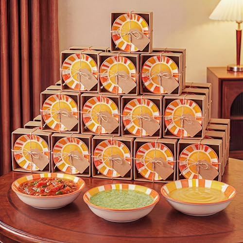 FoldTier 20 Sets Ceramic Dipping Sauce Bowls 3 oz Party Favors, Sun by FoldTier
