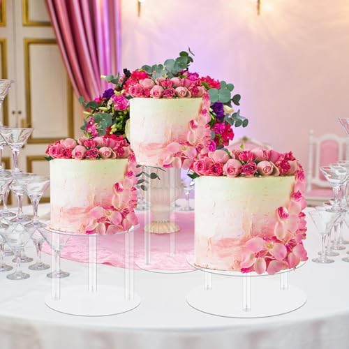 3 Tier Large Acrylic Glass Round Wedding Cake Stand, 10'' 12'' 13.5'' - Image 5