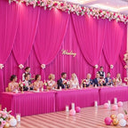20ft x 10ft Wrinkle Free Hot Pink Wedding Backdrop Curtains for Party Bridal Shower Reception Decorations Hot Pink Fabric Curtain Backdrops Drapes for Photography Baby Shower Birthday Background - Image 3