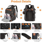 Diaper Bag Backpack with Changing Station, Black - Image 3