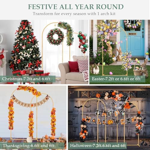 WellSign 7.2FT, 6.6FT, 6FT Wedding Balloon Arch Stand Kit Set of 3 - Image 6