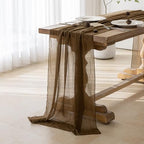 6Pcs Coffee Cheesecloth Table Runner 120 Inches for Party Boho Home Decor - Image 2