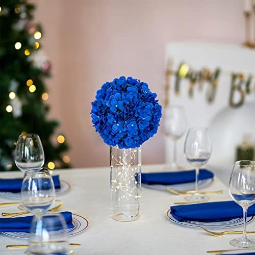 BLOSMON Hydrangea Artificial Flowers Ball Centerpieces Royal Blue Set of 10 - Image 7