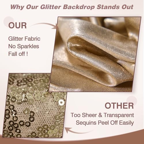 20x12FT Champagne Sequin Curtains Backdrop, Wrinkle Free Drop for Wedding - Image 3