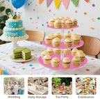 J JOYSAY Hot Pink Pattern Acrylic Cupcake Stand 3 Tier Dessert Table Display Set Clear Cake Stands for Baby Shower Party Wedding Decorations Easy Assembly Donut Tower - Image 7