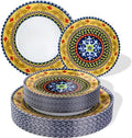 Hioasis Yellow Plastic Plates, Boho Plates, 60 Pcs for 30 Guests by Hioasis